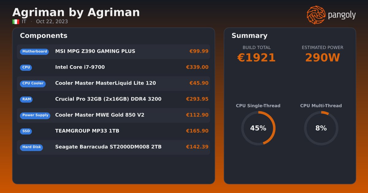 Agriman by Agriman - Intel Core i7-9700 | Pangoly